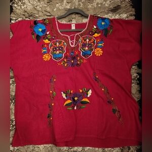 Sugar Skull Embroidered Blouse